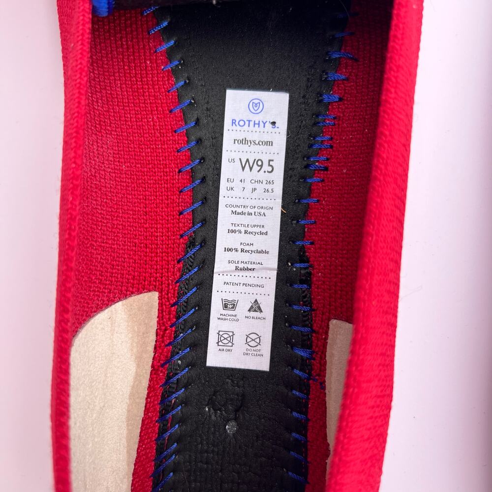 Red Rothy’s Pointed Toe Flats Knit Slip On Shoes Women’s 9.5 - Picture 6 of 6